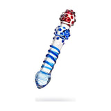 Sexus Glass Dildo Blue Red 20.5cm - Adult Toys