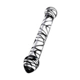 Sexus Glass Dildo Duo Black Swirl 20.5cm - Adult Toys