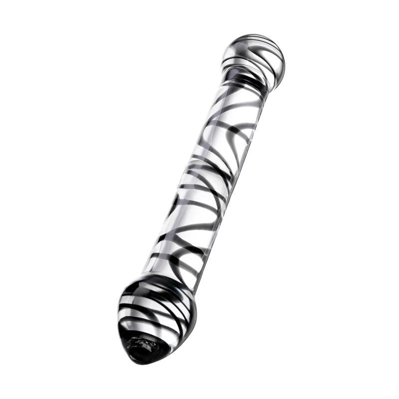 Sexus Glass Dildo Duo Black Swirl 20.5cm - Adult Toys