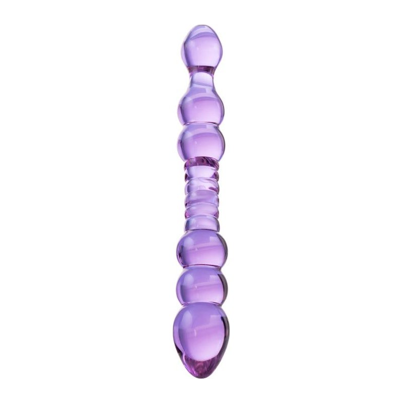 Sexus Glass Dildo - Mauve 22.8cm Textured Glass Adult Sex Toy - Adult Toys