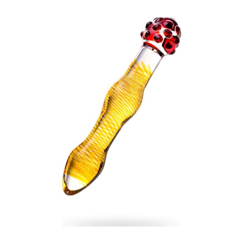 Sexus Glass Dildo Yellow and Red 20.5 cm - Adult Toys