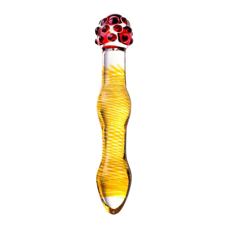 Sexus Glass Dildo Yellow and Red 20.5 cm - Adult Toys