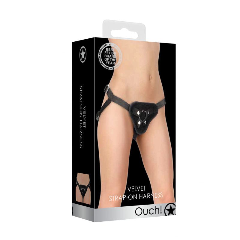 Shots Toys OUCH! Velvet & Velcro Adjustable Strap - On Harness with O - Ring - BONDAGE - TOYS
