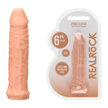 Shots Toys REALROCK 6'' Realistic Penis Extension Sleeve – Flesh TPE - SLEEVES