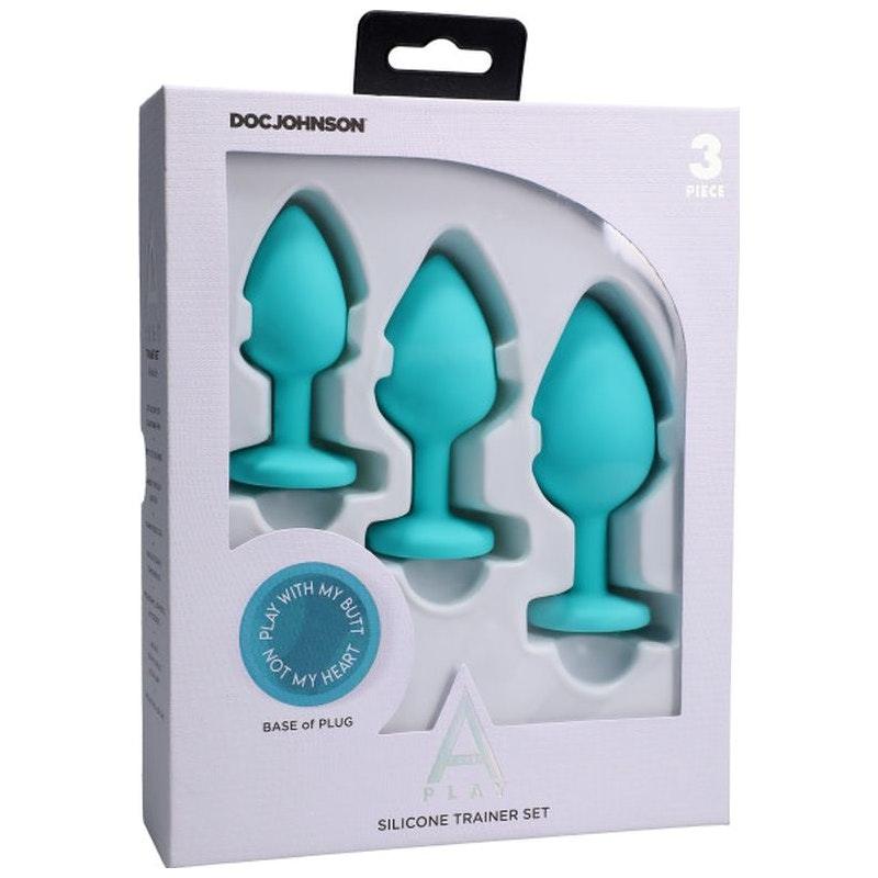 Silicone Anal Trainer Set 3 Pc Teal - Adult Toys