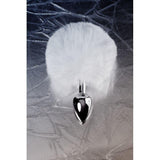 Silver Metal Anal Plug Small w White Tail - Adult Toys