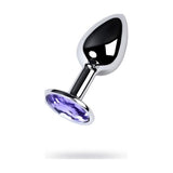 Silver Metal Anal Plug w Amethyst Crystal Small - Adult Toys