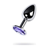 Silver Metal Anal Plug w Amethyst Crystal Small - Adult Toys