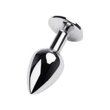Silver Metal Anal Plug w Red Ruby Gem Small - Adult Toys