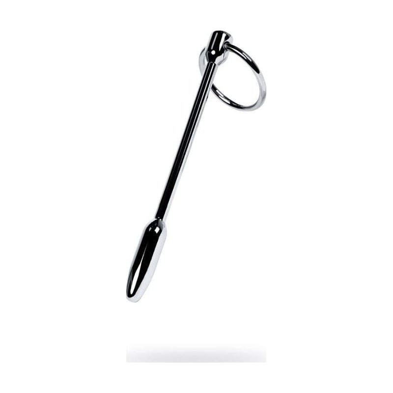 Silver Metal Urethral Plug w Ring - Adult Toys