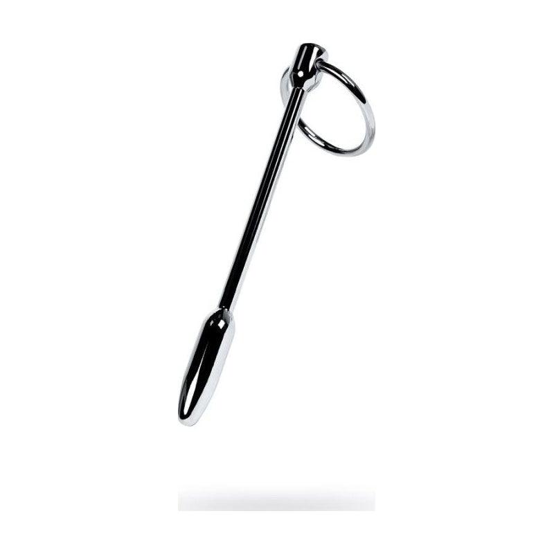 Silver Metal Urethral Plug w Ring - Adult Toys