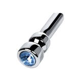 Silver Metal Urethral Plug w Sapphire Rhinestone Small - Adult Toys