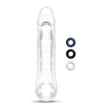 Size Up 2 Inch See - Thru Penis Extender with Ball Loop - Clear 5 cm (2'') Penis Extension Sleeve - SLEEVES