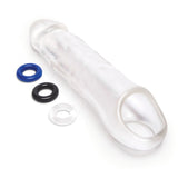 Size Up 3 Inch See - Thru Penis Extender with Ball Loop - Clear 7.6 cm (3'') Penis Extension Sleeve - SLEEVES