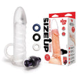 Size Up Vibrating 2 Inch Penis Extender + Ball Loop - Clear 5 cm (2'') Vibrating Penis Extension Sleeve - SLEEVES