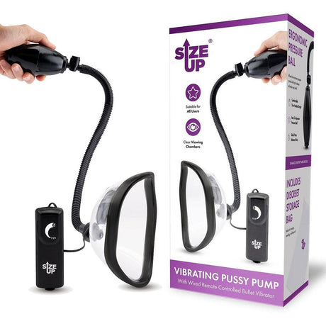 Size Up Vibrating Pussy Pump Clear Vibrating Vagina Pump - PUMPS