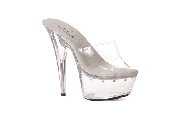 Slip On Rhinestone Platform Clear 6in - Lingerie