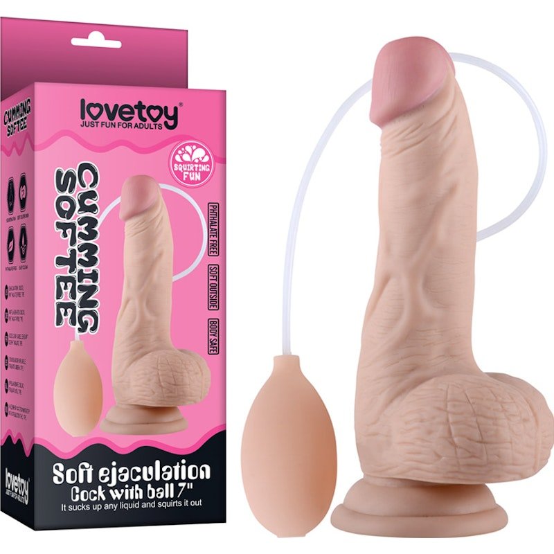 Soft Ejaculation Cock With Ball 8in - Adult Toys