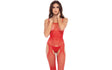 Sparkle Crotchless Bodystocking Red - Lingerie