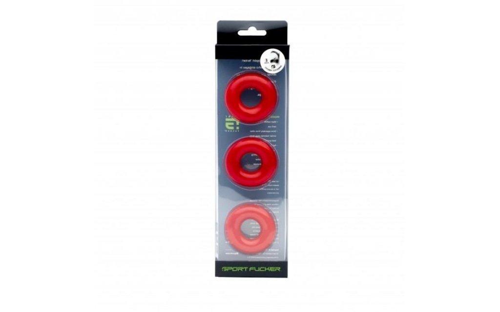 Sport Fucker Chubby Cockring 3 Pk Red - Naughty by Nature Adult Store