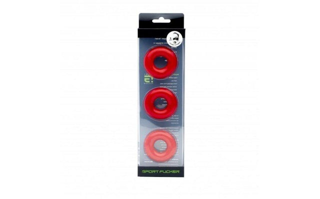 Sport Fucker Chubby Cockring 3 Pk Red - Naughty by Nature Adult Store