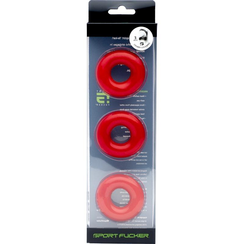Sport Fucker Chubby Cockring 3 Pk Red - Naughty by Nature Adult Store