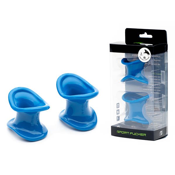 Sport Fucker Ergonomic Ball Stretcher Kit - Blue Ball Stretchers - Set of 2 Sizes - COCK RINGS