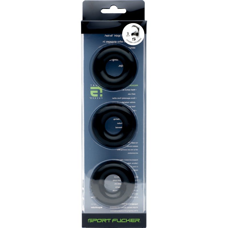 Sport Fucker Rubber Cockring 3 Pk Black - Adult Toys