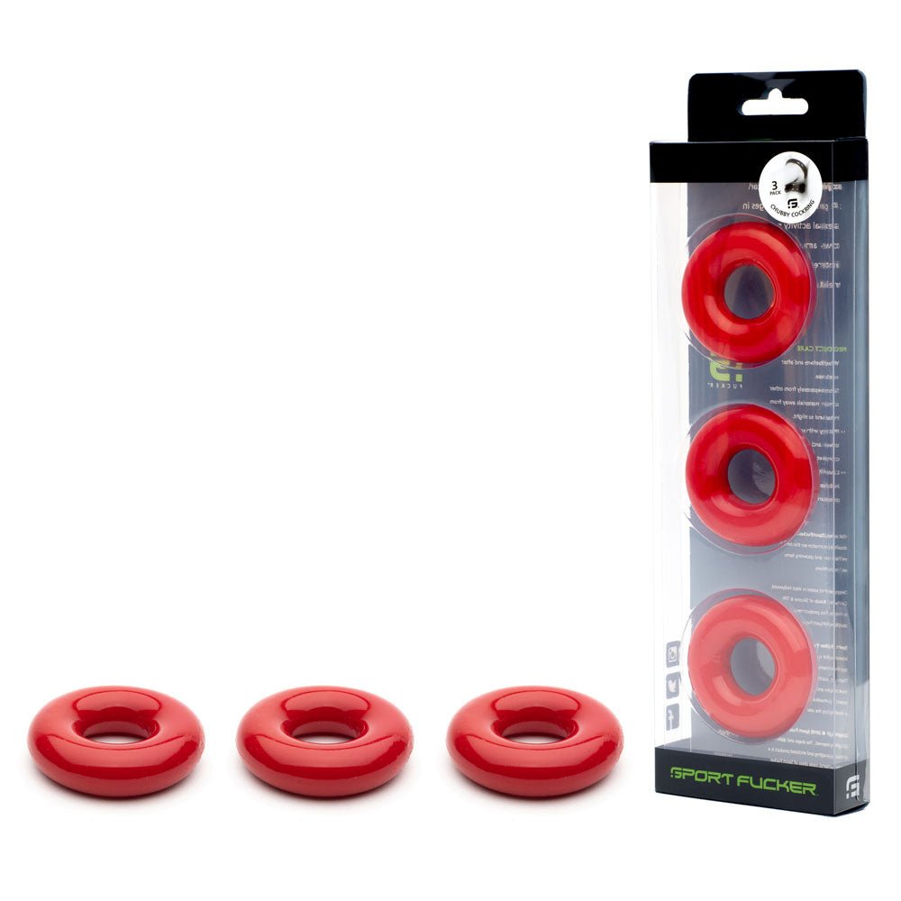 Sport Fucker Rubber Cockring - Red Cock Ring - COCK RINGS