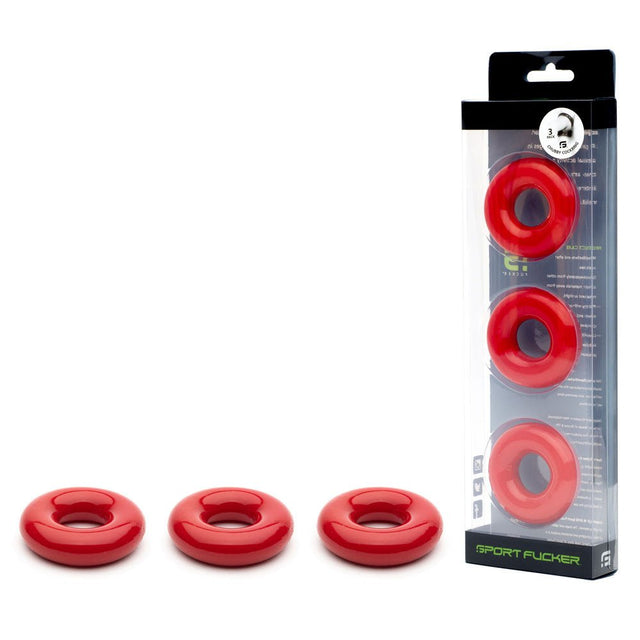 Sport Fucker Rubber Cockring - Red Cock Ring - COCK RINGS