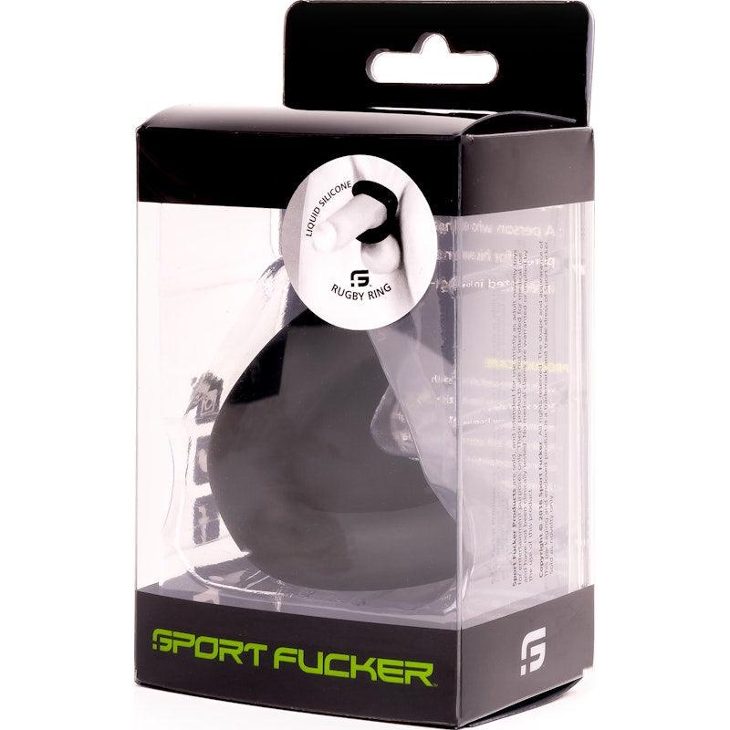 Sport Fucker Rugby Cock Ring – Black Silicone Performance Ring - Adult Toys