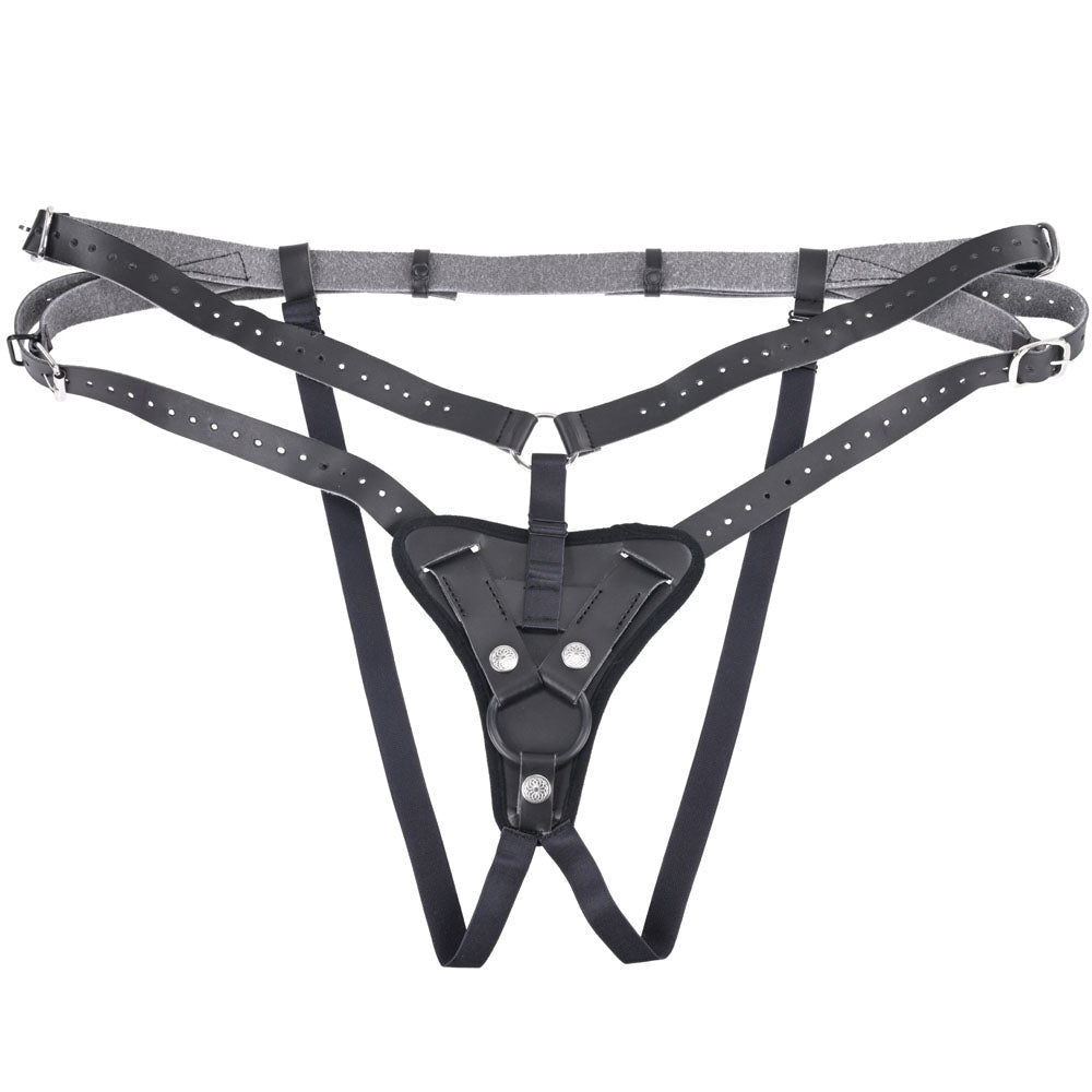 SPORTSHEETS Aurora High Waisted Strap On - Black Adjustable Strap - On Harness (No Probe Included) - STRAP - ONS