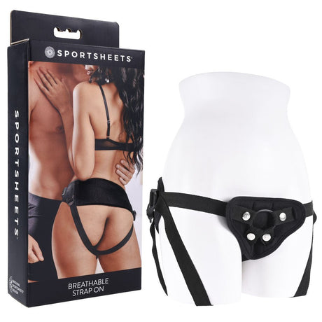 SPORTSHEETS Breathable Strap On - Black Adjustable Strap - On Harness (No Probe Included) - STRAP - ONS