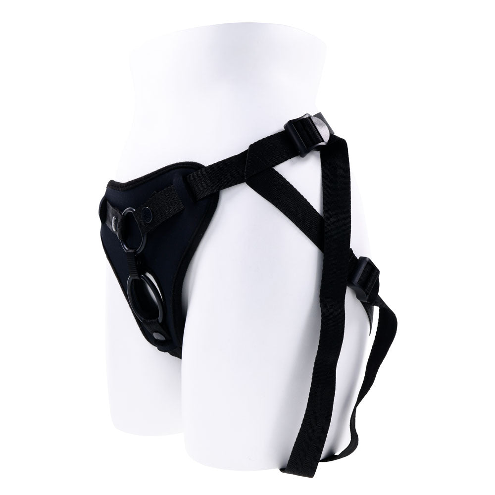 SPORTSHEETS Dual Desires Strap On - Black Adjustable Strap - On Harness (No Probe Included) - STRAP - ONS