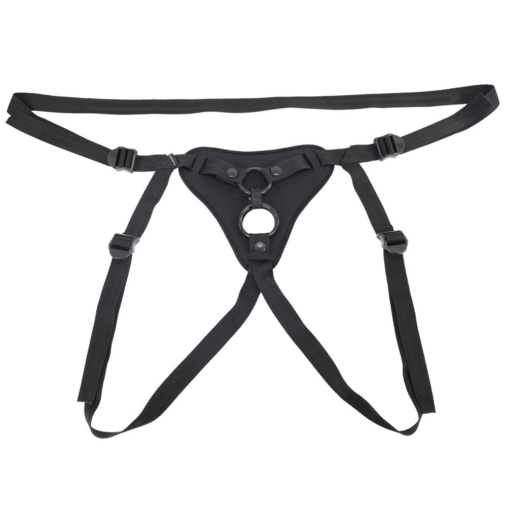 SPORTSHEETS Dual Desires Strap On - Black Adjustable Strap - On Harness (No Probe Included) - STRAP - ONS