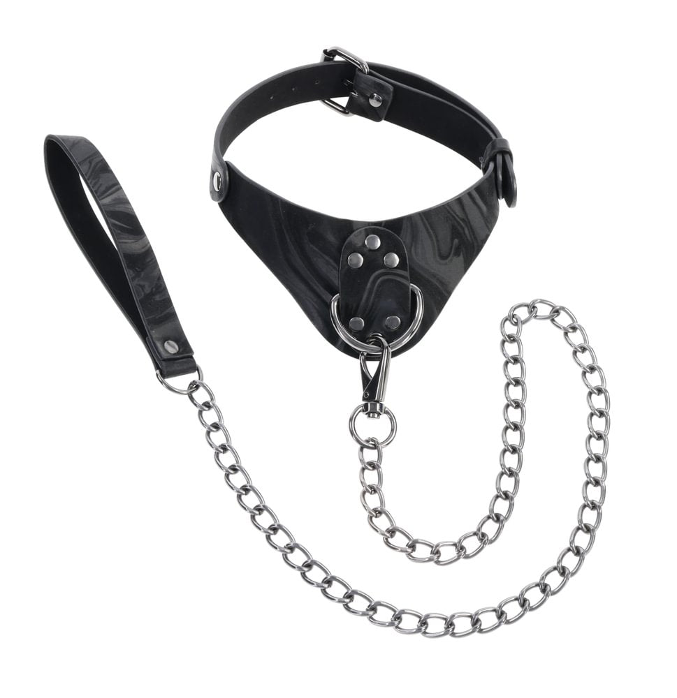 SPORTSHEETS Velvet Noir Collar & Leash - Naughty by Nature Adult Store