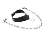 SPORTSHEETS Velvet Noir Collar & Removable Clamps - Naughty by Nature Adult Store