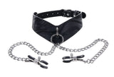 SPORTSHEETS Velvet Noir Collar & Removable Clamps - Naughty by Nature Adult Store