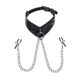 SPORTSHEETS Velvet Noir Collar & Removable Clamps - Naughty by Nature Adult Store