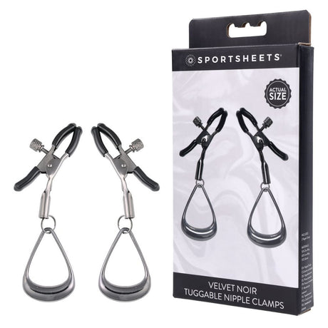 SPORTSHEETS Velvet Noir Tuggable Nipple Clamps - Naughty by Nature Adult Store