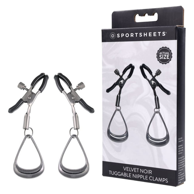 SPORTSHEETS Velvet Noir Tuggable Nipple Clamps - Naughty by Nature Adult Store