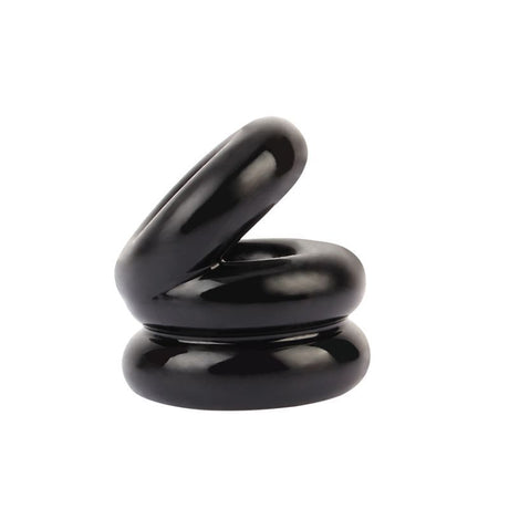 Stacked Dual Pleasure Ring Black - Naughty by Nature Adult Store