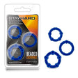 Stay Hard Beaded Cockrings - Blue Cock Rings - Set of 3 Sizes - COCK RINGS
