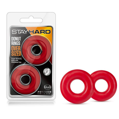 Stay Hard - Donut Rings Oversized - Red Large Cock Rings - Set of 2 - COCK RINGS