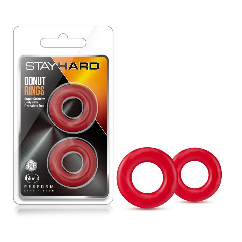 Stay Hard Donut Rings - Red Cock Rings - Set of 2 - COCK RINGS
