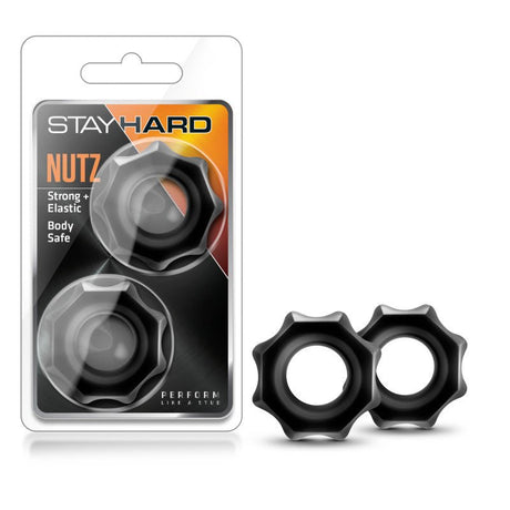 Stay Hard Nutz - Black Cock Rings - Set of 2 - COCK RINGS
