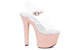 Stiletto Platform Sandal With Peach Glitter 7in - Lingerie