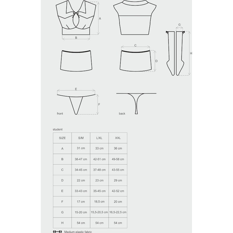 Student 4 Pc Costume - Lingerie