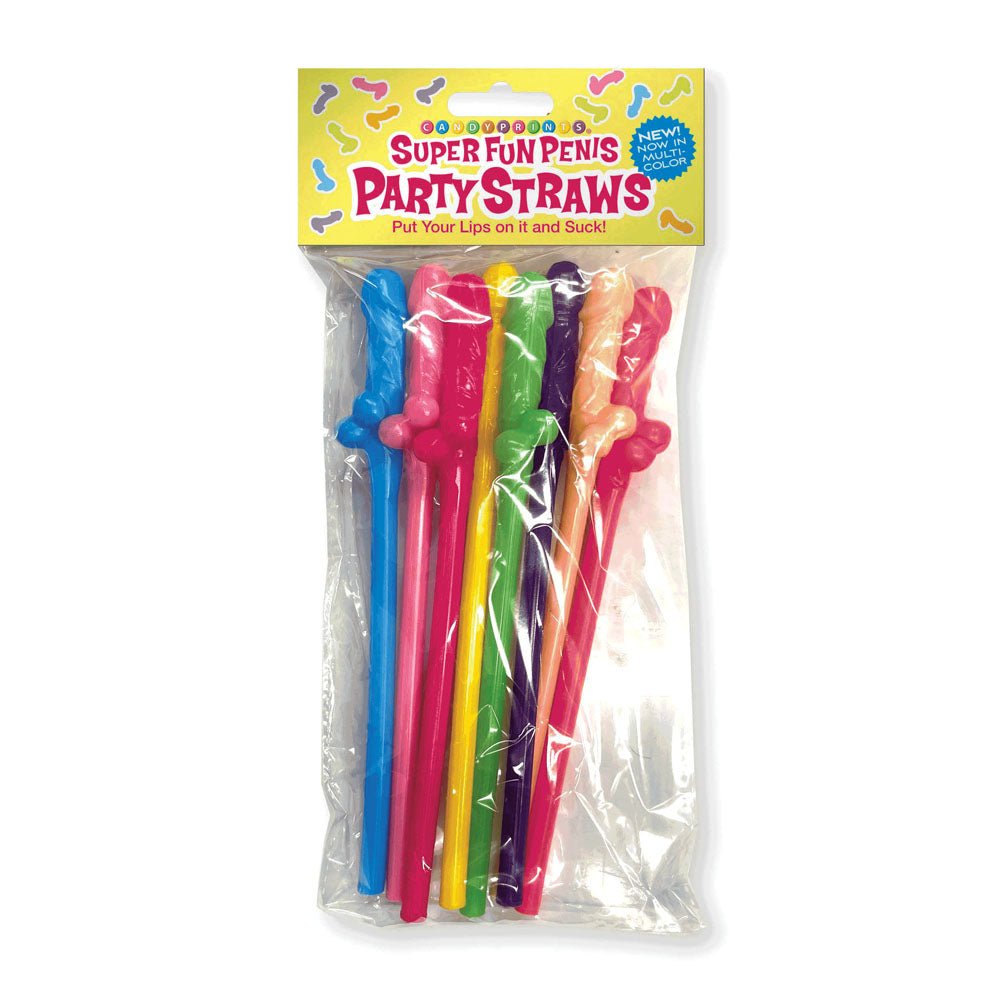 Super Fun Penis Party Straws - Multi Coloured Dicky Straws - 8 Pack - NOVELTIES