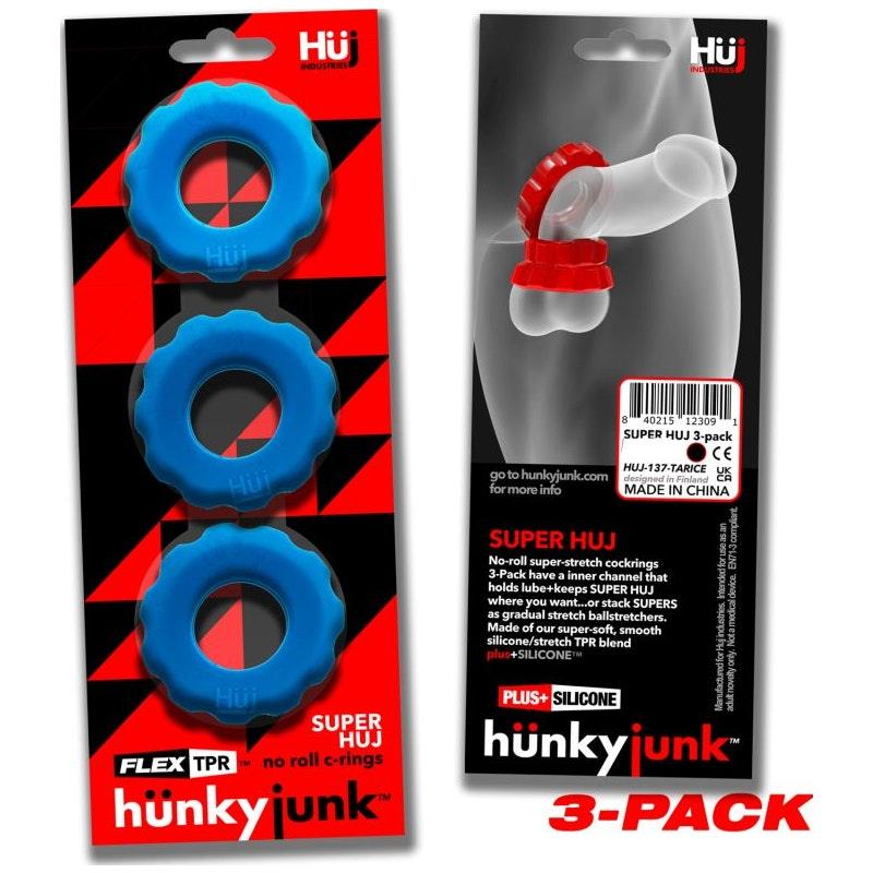 Super Hunkyjunk 3 Pc Cockrings Teal Ice - Adult Toys
